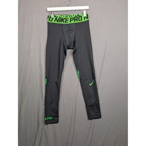 Nike Pro Hyperwarm Mens Compression Tights Black Neon Green Size M